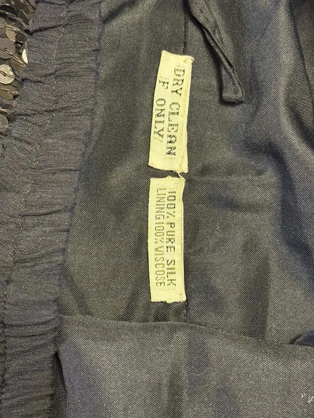 Frank Usher Vintage 100% Silk Sequin‎ Skirt Black Size M